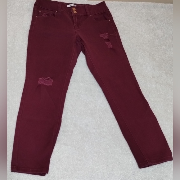 refuge Denim - Refuge Women's Size 4 Pre-Distressed Burgundy Skinny Jeans